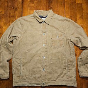 Flint and Tinder Flannel-Lined Waxed Trucker Jacket, size XL in Field Tan